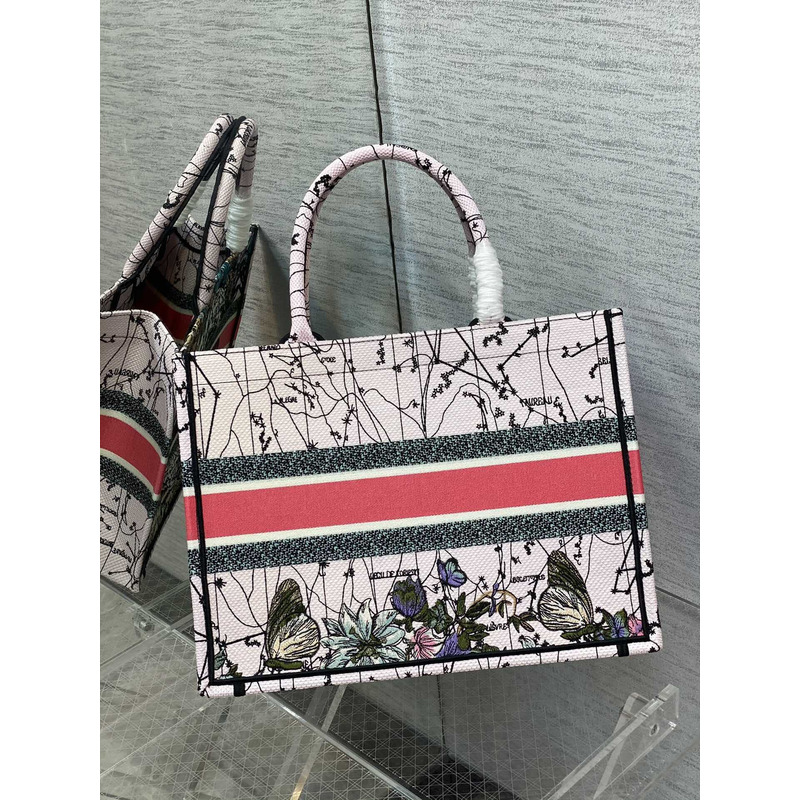 D*or canvas embroidered medium zodiac book tote latte multicolor