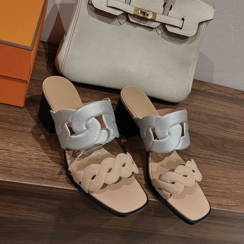H**mes gaby 60 sandals beige and silver