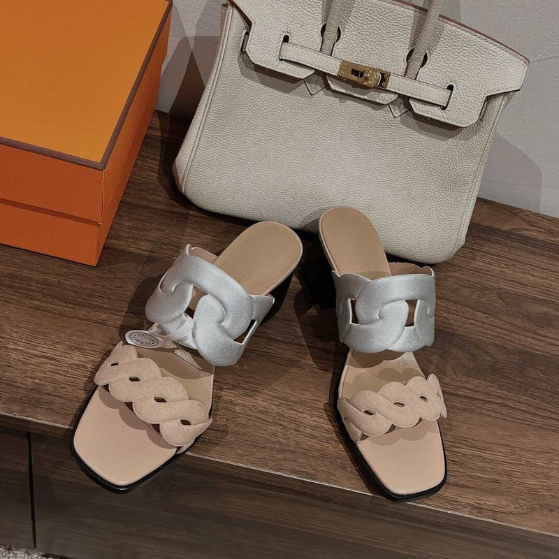 H**mes gaby 60 sandals beige and silver