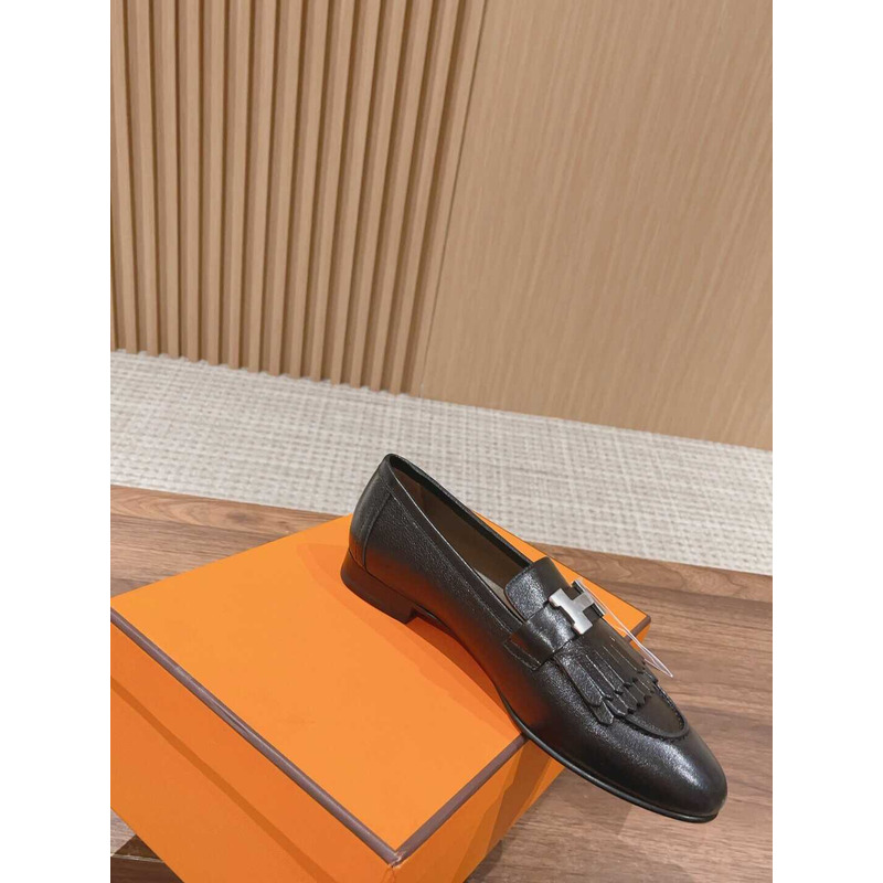 H**mes goatskin womens royal loafers black