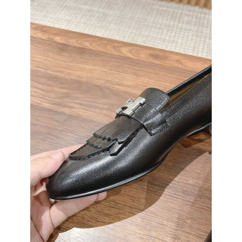 H**mes goatskin womens royal loafers black