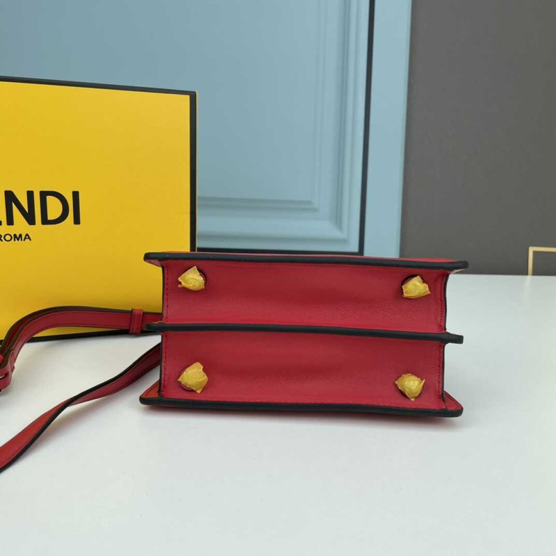 F**di peekaboo mini bag leather pouch red