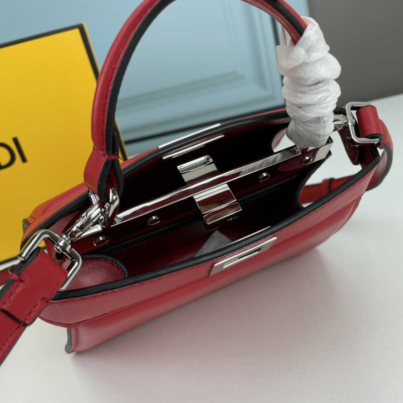 F**di peekaboo mini bag leather pouch red