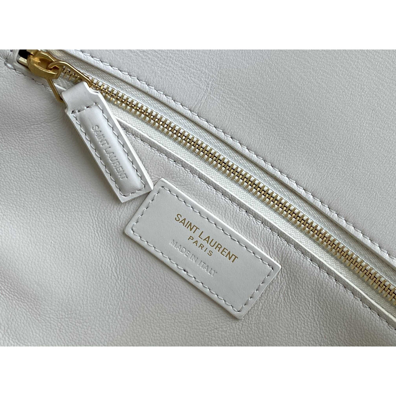 Saint Laurent Maillon Leather Wallet On Chain White