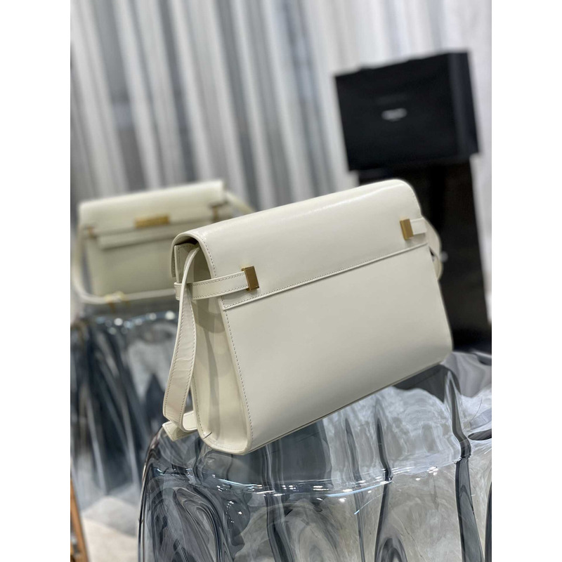 Saint Laurent  Manhattan Leather Shoulder Bag White