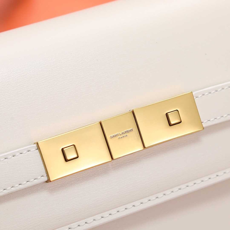 Saint Laurent  Manhattan Leather Shoulder Bag White