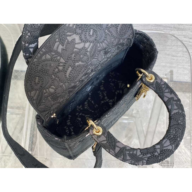 D*or  medium lady d-lite bag embroidery black