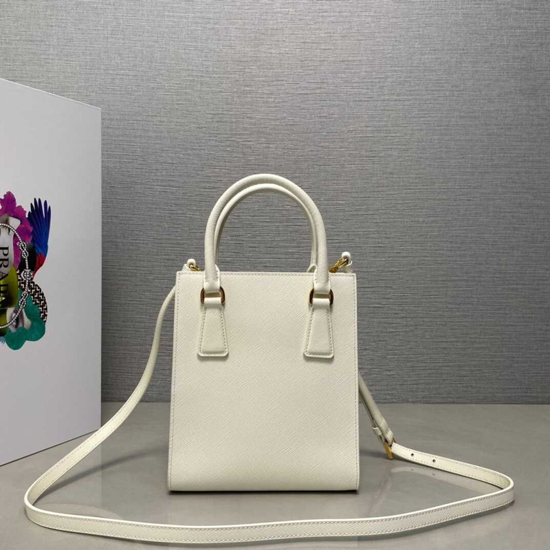 Pra*a saffiano leather handbag white