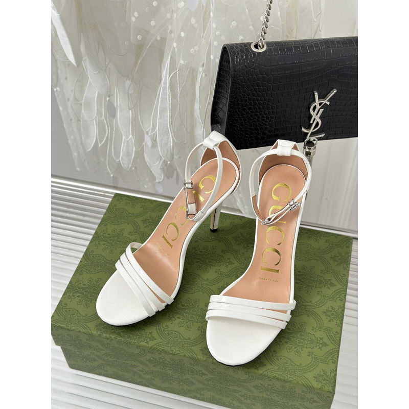 G*u*i leather strap high heel sandals white