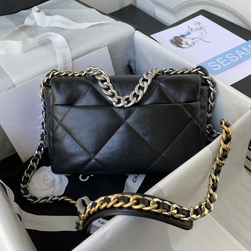 Ch*el lambskin quilted medium Ch*el 19 flap black