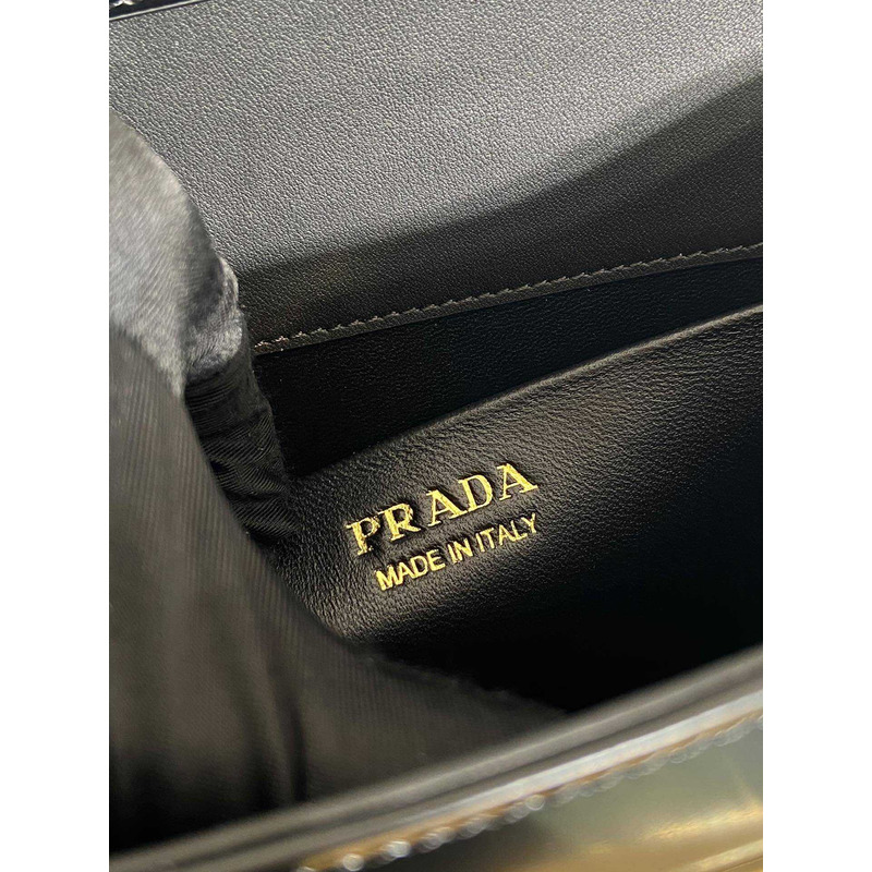 Pra*a medium brushed leather handbag black