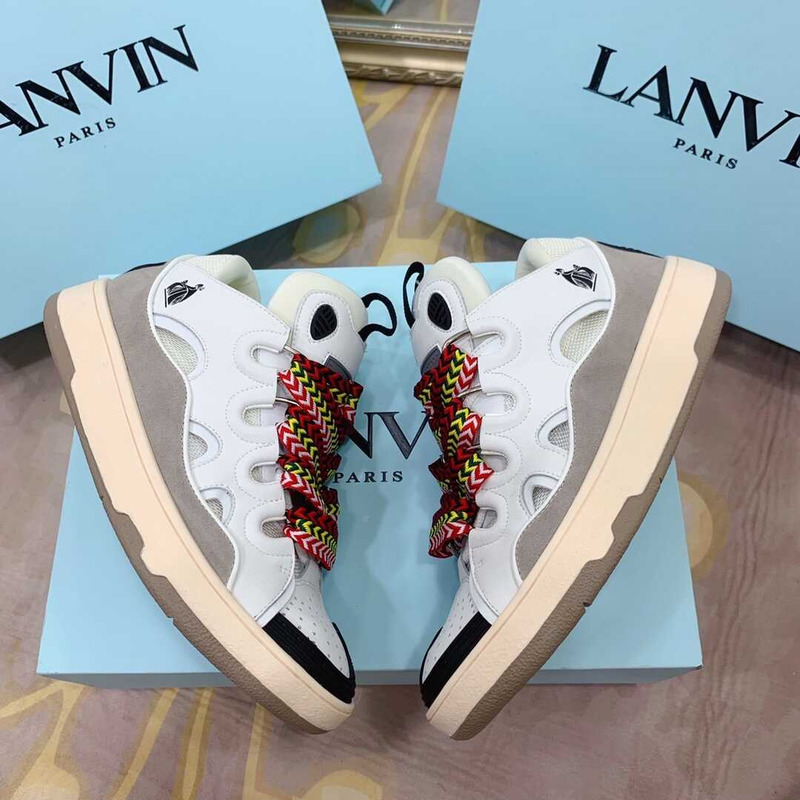 Lanvin Pre-owned Leather Curb Black White In Green/Yellow/Red