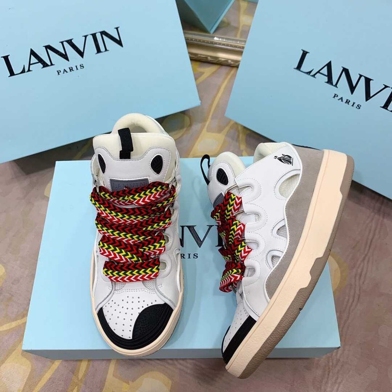 Lanvin Pre-owned Leather Curb Black White In Green/Yellow/Red