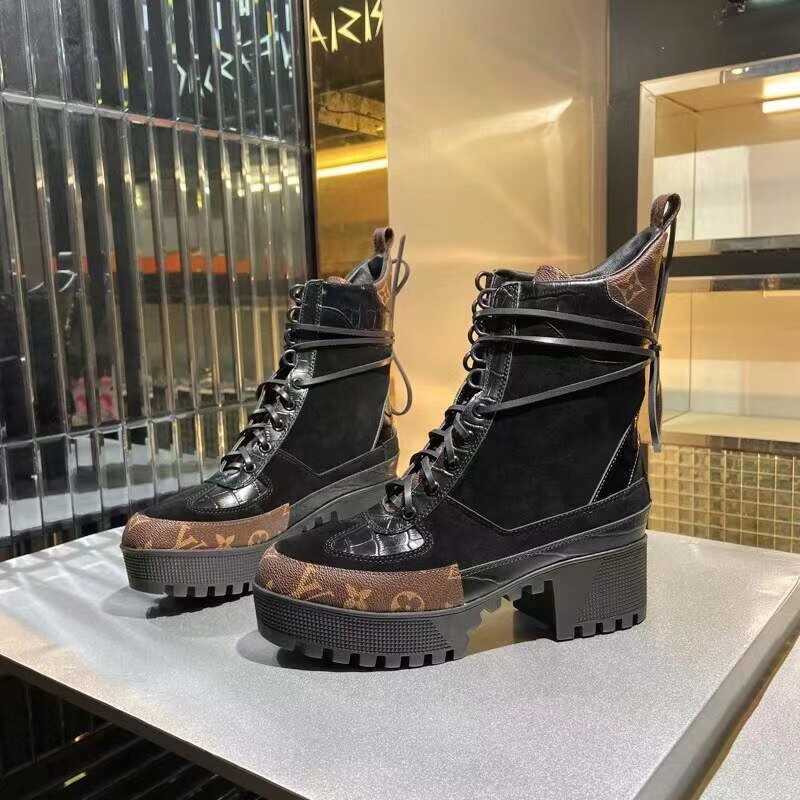 l**is V*t*n laureate platform desert boots black and brown