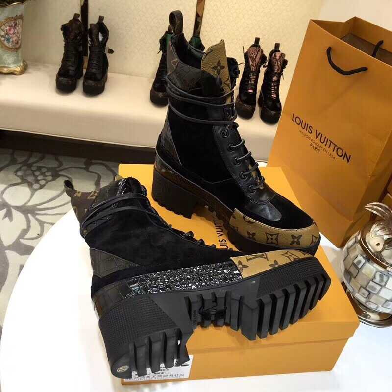 l**is V*t*n laureate monogram suede calfskin platform desert boots