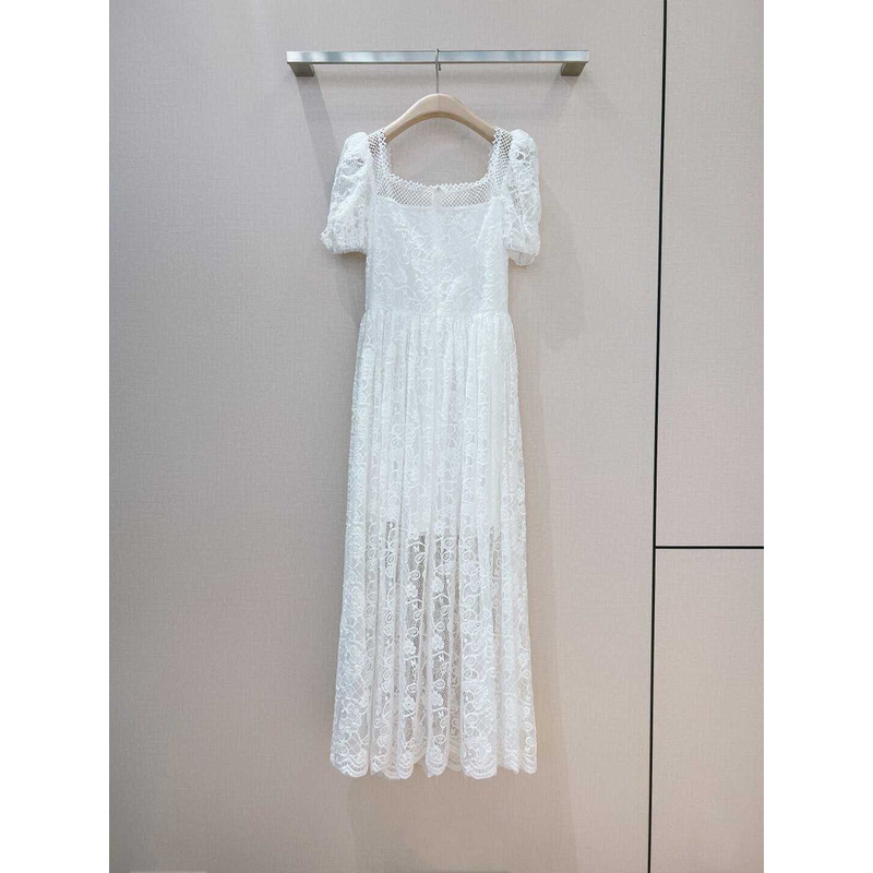 D*or floral lace tulle maxi dress white