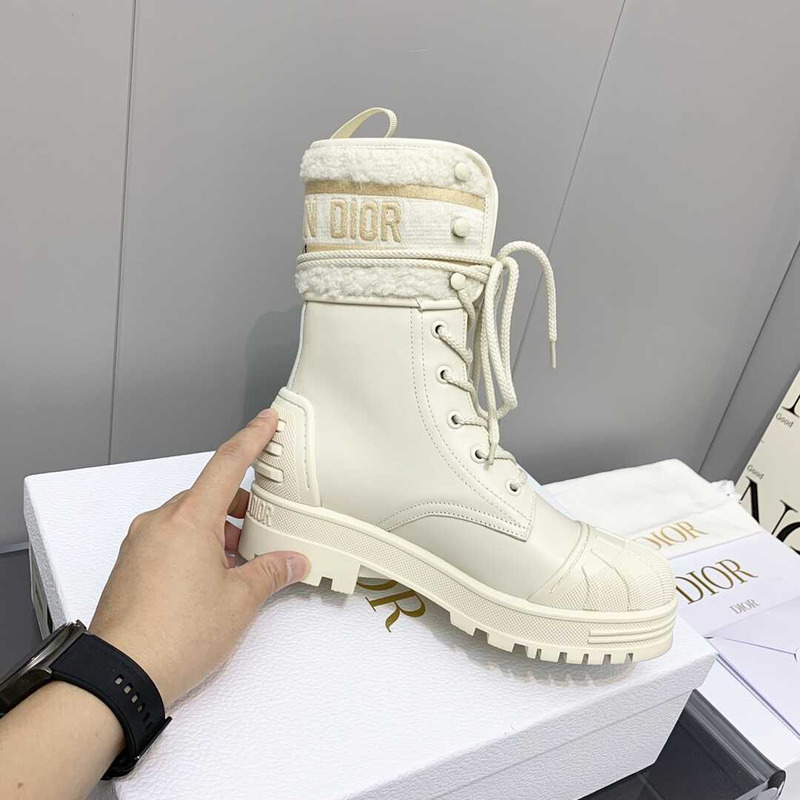 D*or d-major ankle boots white leather and sheepskin