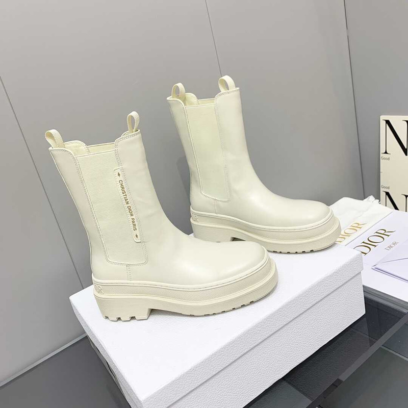 D*or trial ankle boots white cowhide