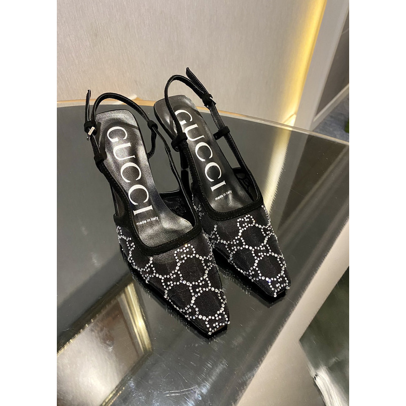 G*u*i black silver pattern heels