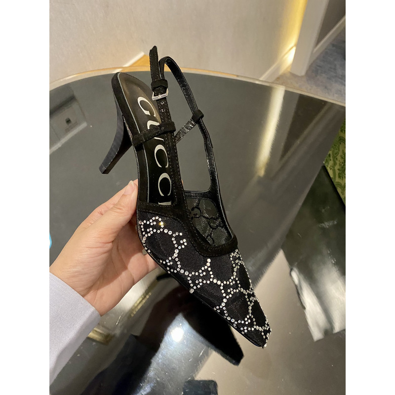 G*u*i black silver pattern heels