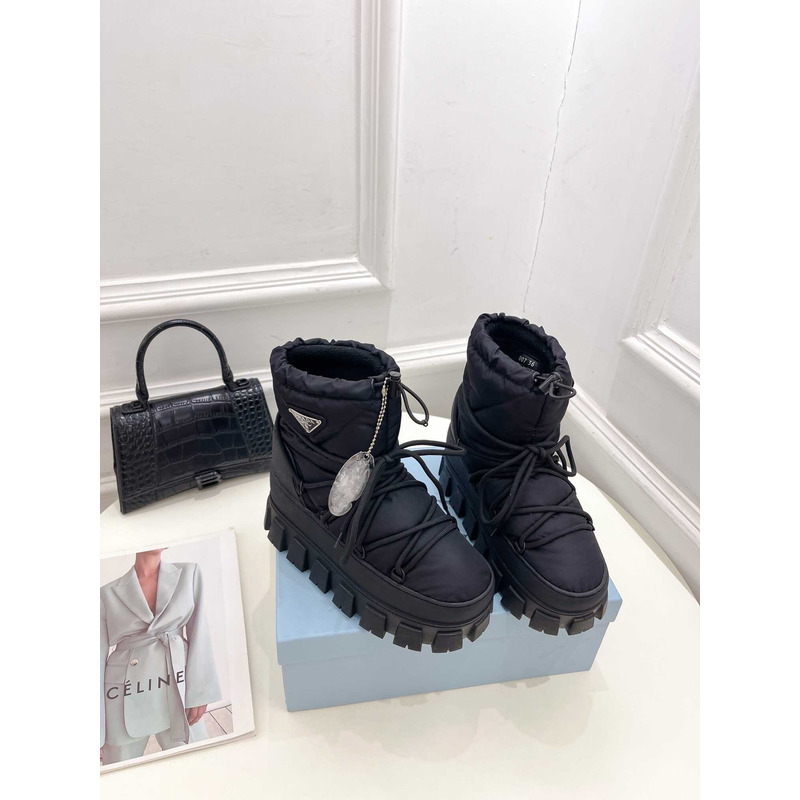 Pra*a logo padded ankle boots black