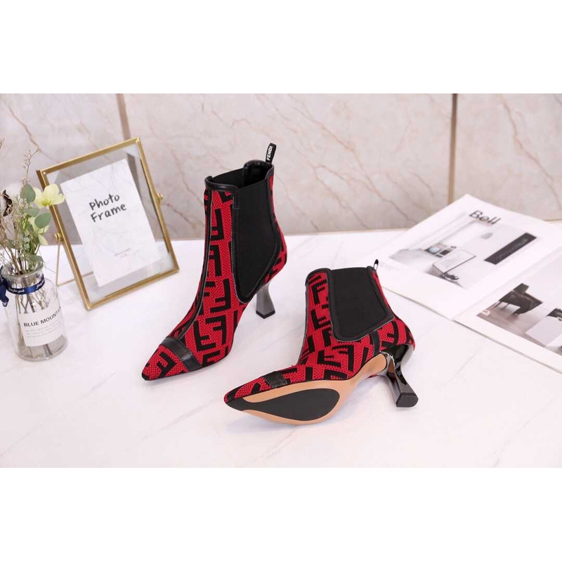 F**di ff ankle boots red