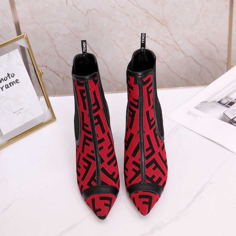 F**di ff ankle boots red
