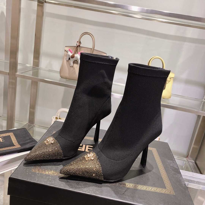 F**di ankle boots gold and black