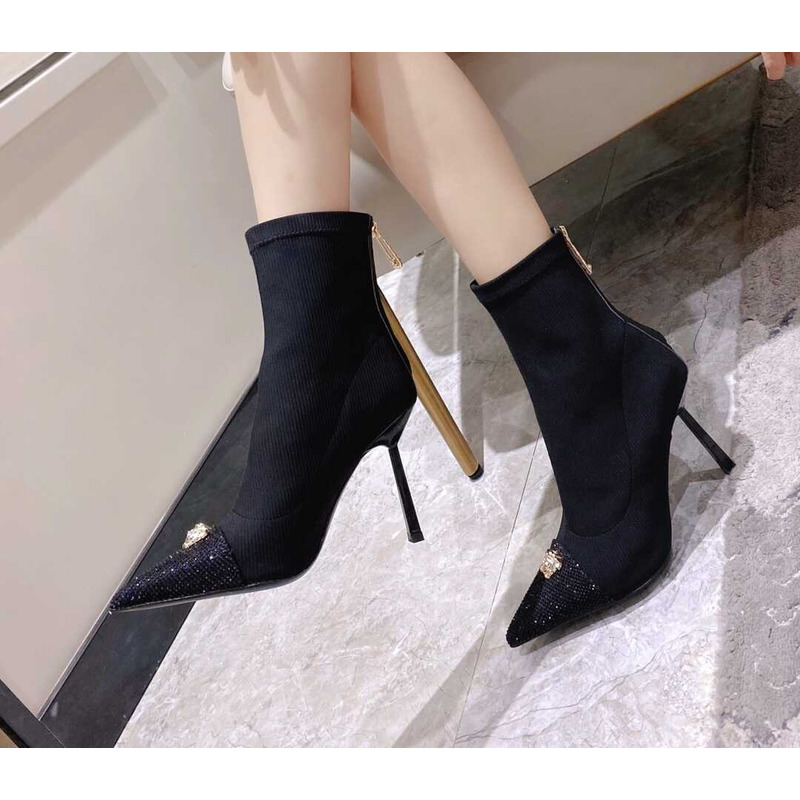F**di fendace jacquard ankle boots black