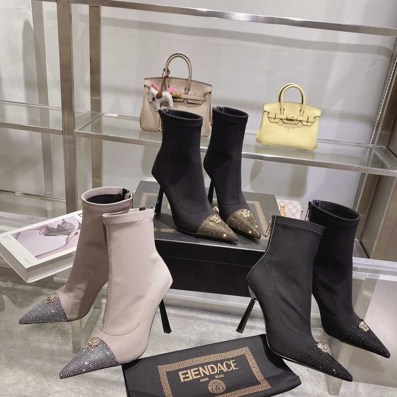 F**di fendace jacquard ankle boots black