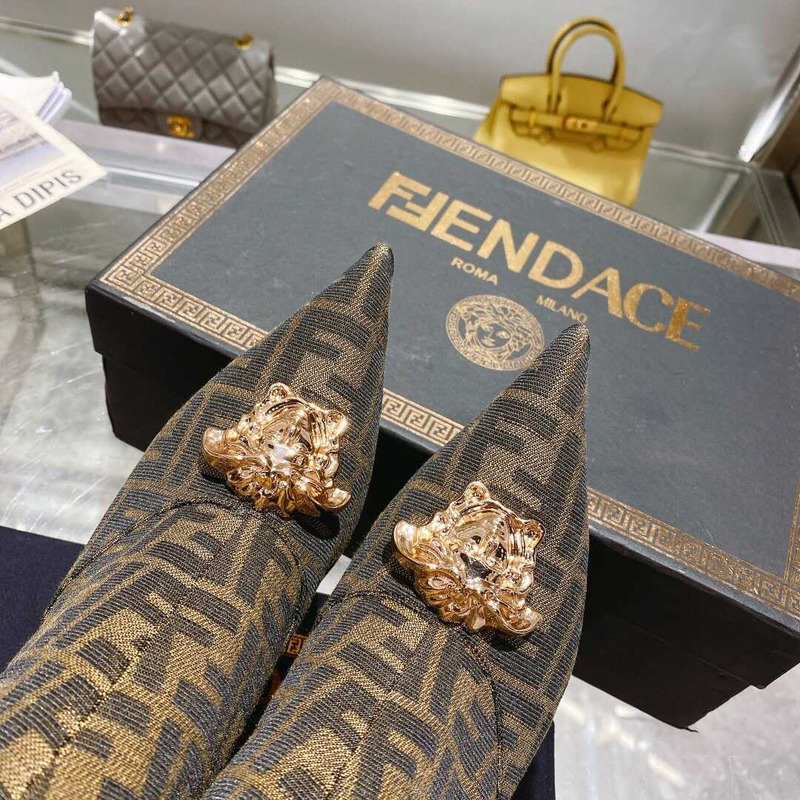 F**di fendace ff jacquard ankle boots brown