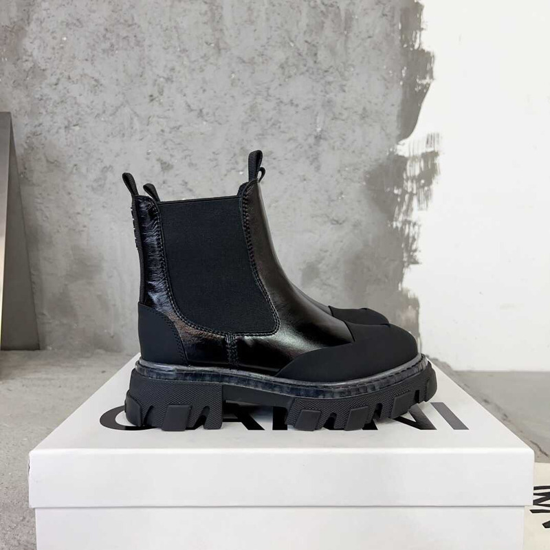 Ganni Chelsea Falt Ankle Boots Black