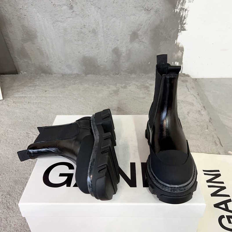 Ganni Chelsea Falt Ankle Boots Black