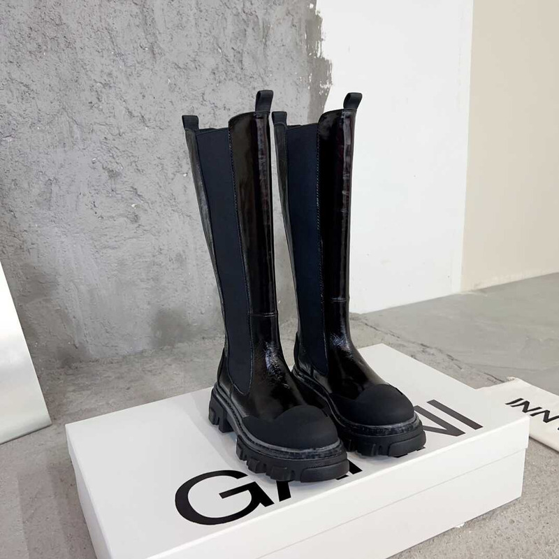 Ganni Cleated High Chelsea Boots Black