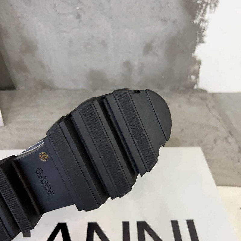 Ganni Cleated High Chelsea Boots Black And Blue