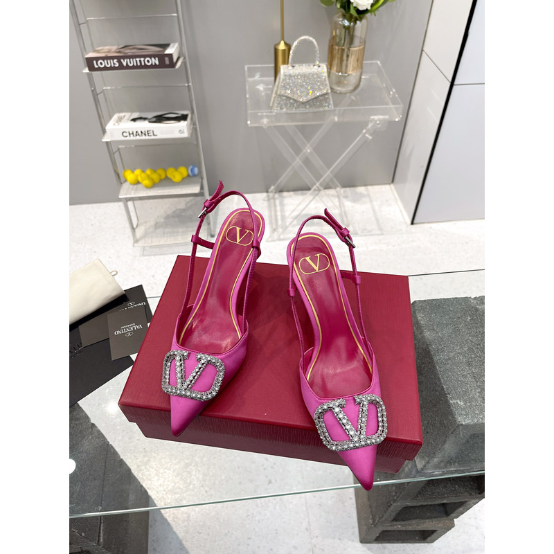 Valentino VLogo Signature Slingback Heels Pink