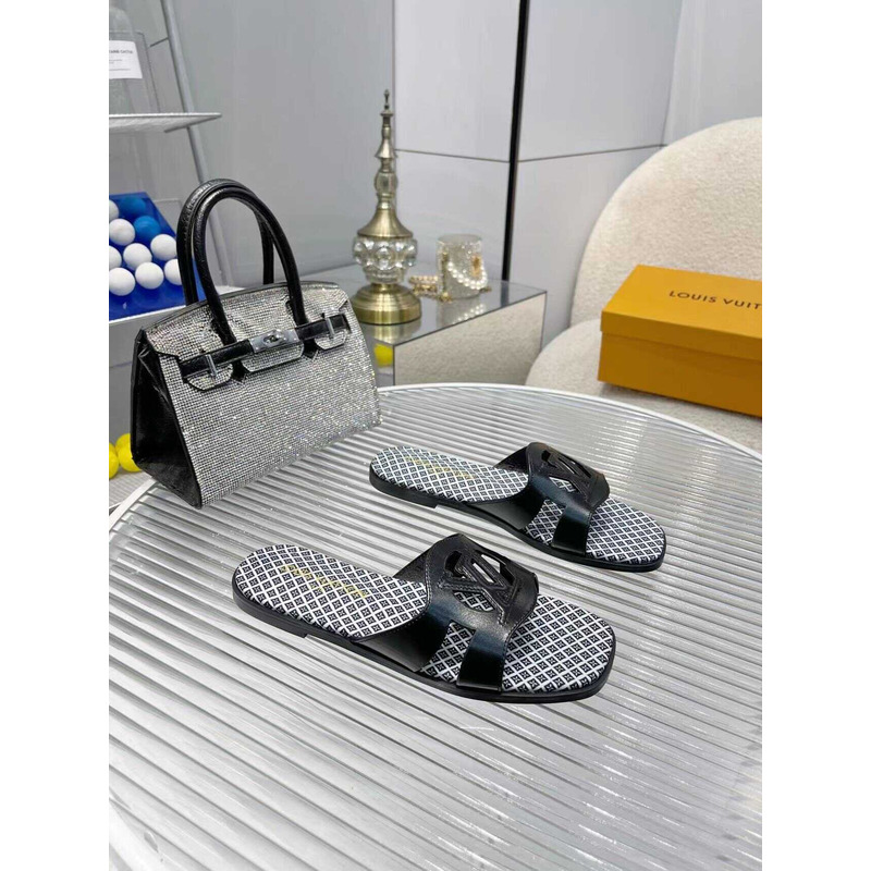l**is V*t*n flat mule slippers black
