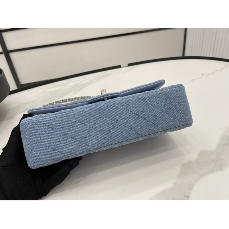 Ch*el quilted classic flap denim