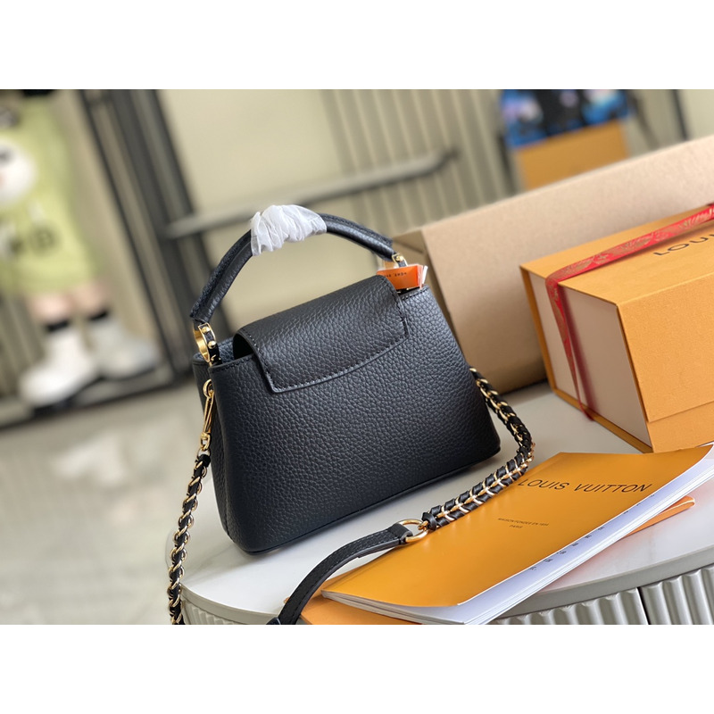 l**is V*t*n top handle capucines taurillon pm noir black