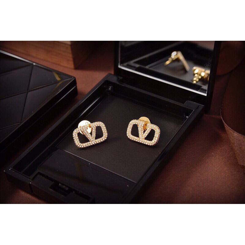 Valentino Studs Earrings With Stone Golden