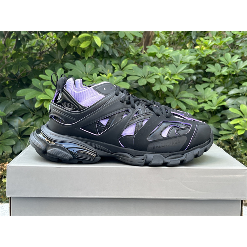 Ba*len*cia*ga track sock lace-up sneakers purple and black