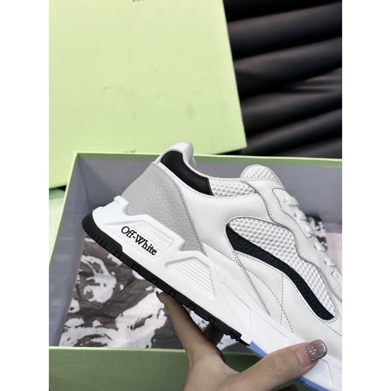 Off White Kick Off Lace-Up Sneakers Black And White
