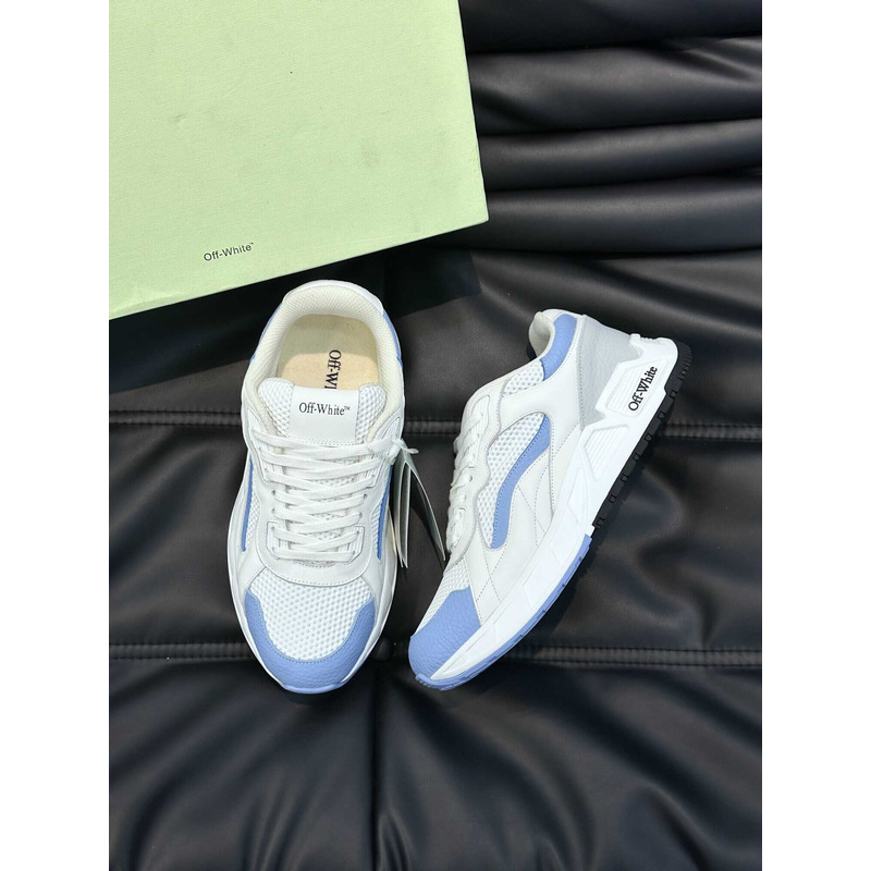 Off White Kick Off Lace-Up Sneakers White And Blue