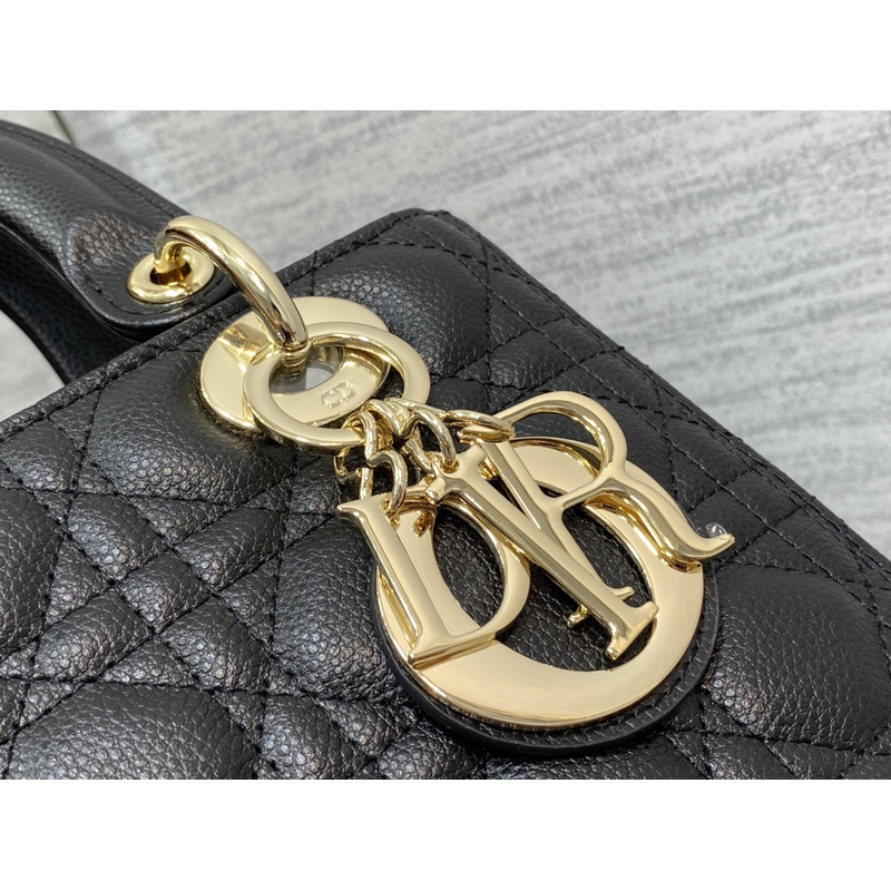 D*or medium lady D*or bag cannage pattern black