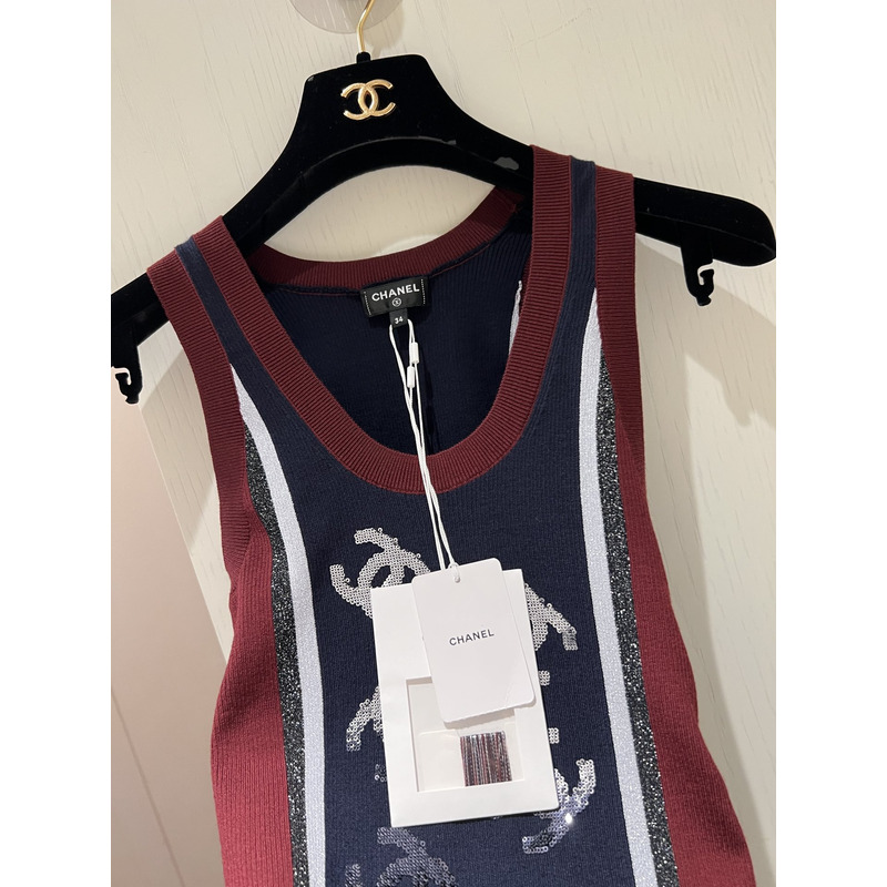 Ch*el wool tank top multicolor