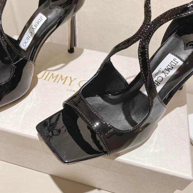 Jimmy Choo Azia 110 Patent Leather Sandals Black