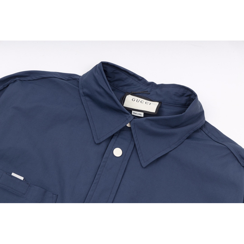 G*u*i embroidered logo shirt dark blue