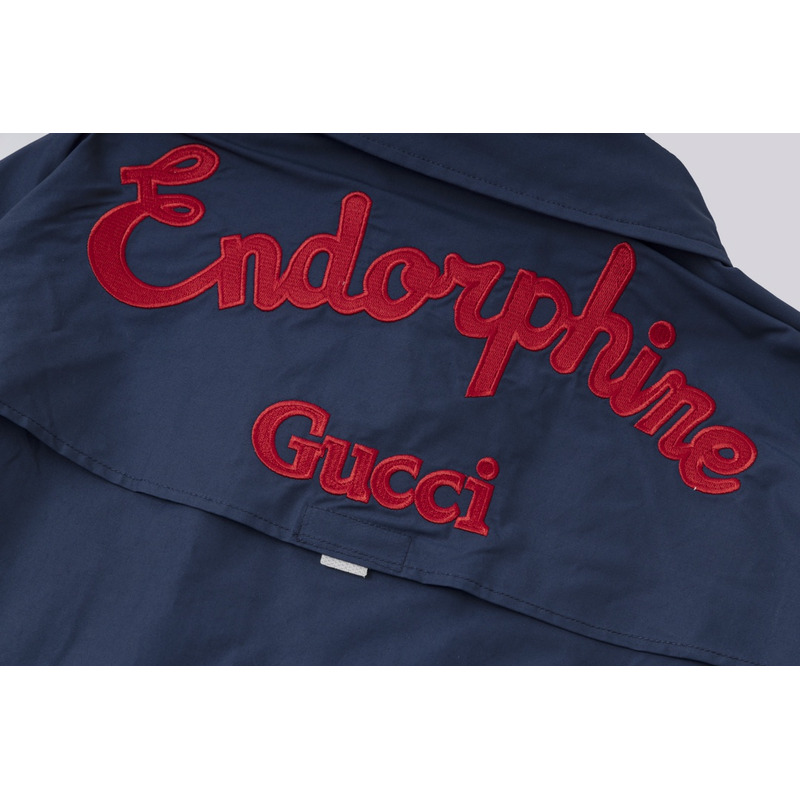 G*u*i embroidered logo shirt dark blue