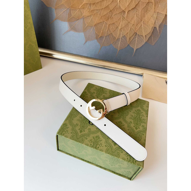 G*u*i blondie belt gold buckle 3cm white
