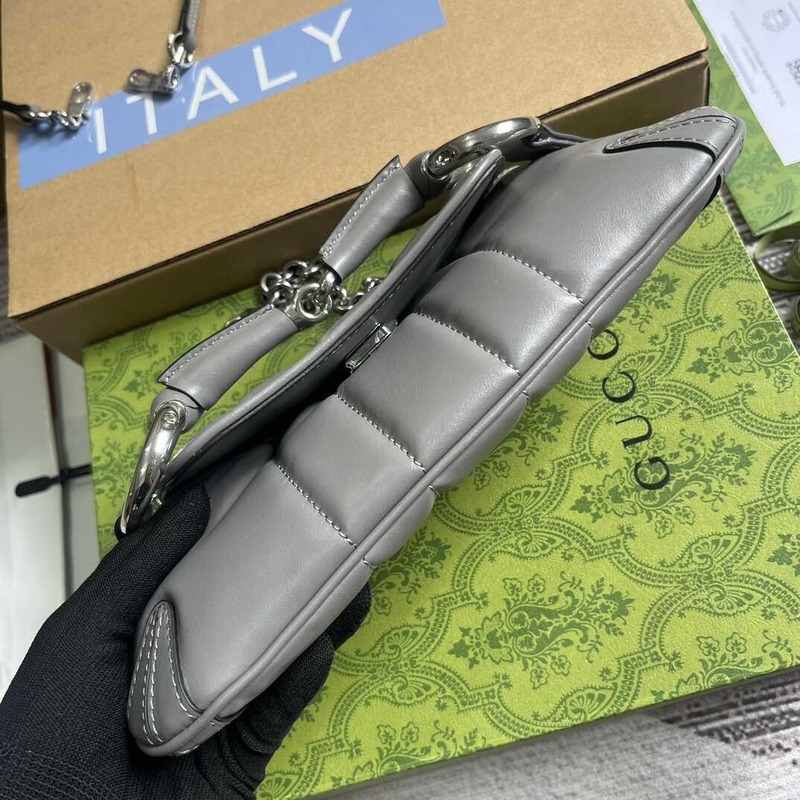 G*u*i horsebit chian small shoulder bag grey